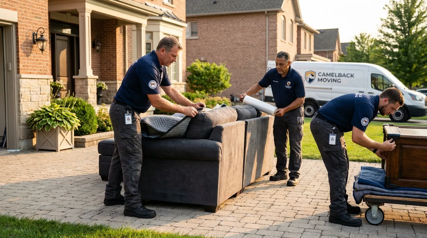 Large estate moving crew wrapping furniture in Morgan Hill, CA